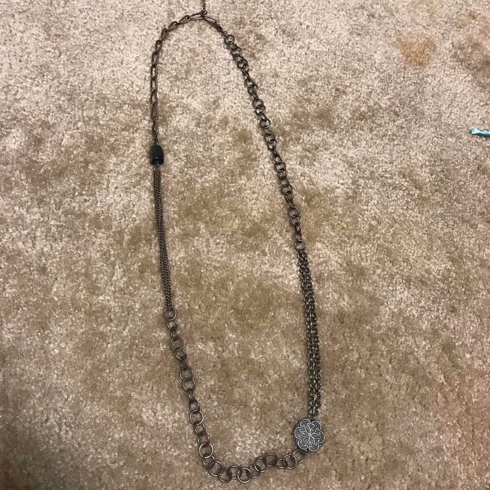 Brush gold long necklace